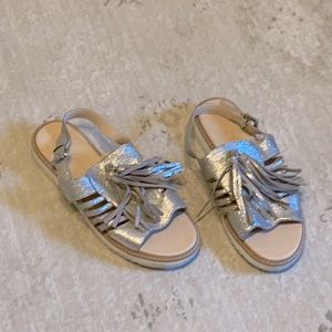 Anthropologie Silver sandals 8.5